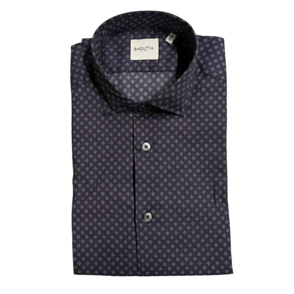 Bagutta Blue Cotton Men's Slim Fit Men's Shirt